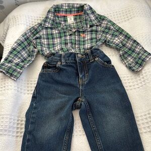 Carter's Green and Blue Plaid Shirt
